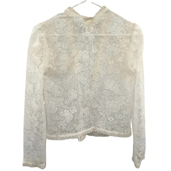 Vintage Gunne Sax Jessica's Gunnies Lace Open Front Cardigan size Small Ivory - Picture 5 of 12